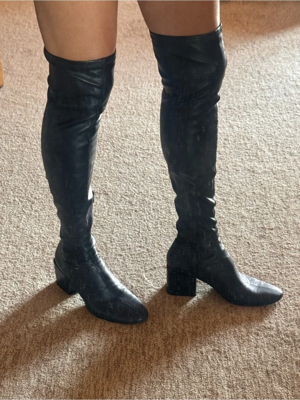 Women's Over-the-Knee Black Leather Boots